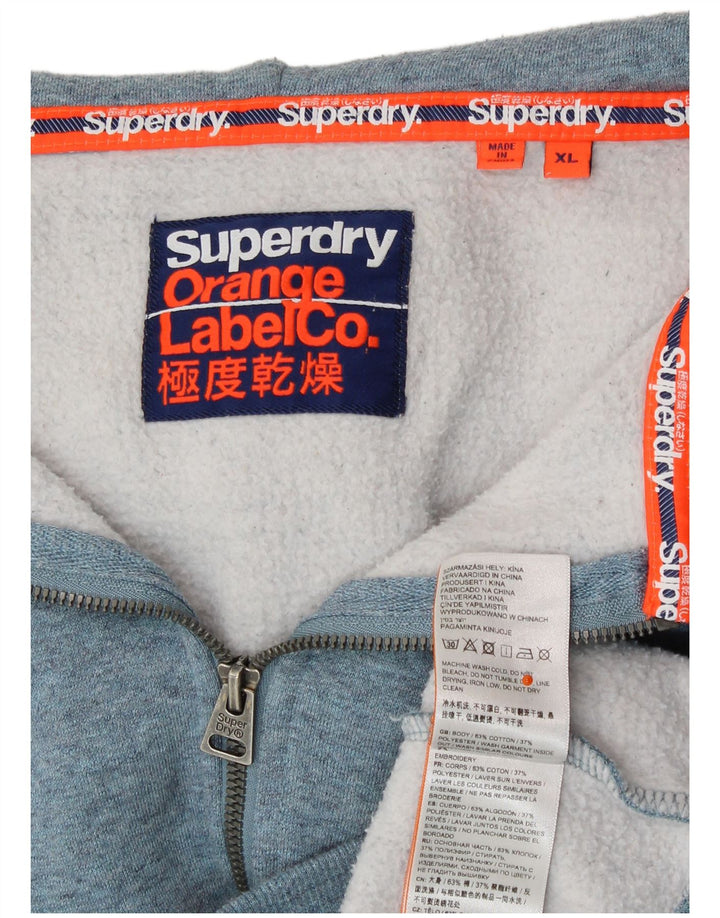 Suéter masculino SUPERDRY com capuz e zíper XL algodão azul