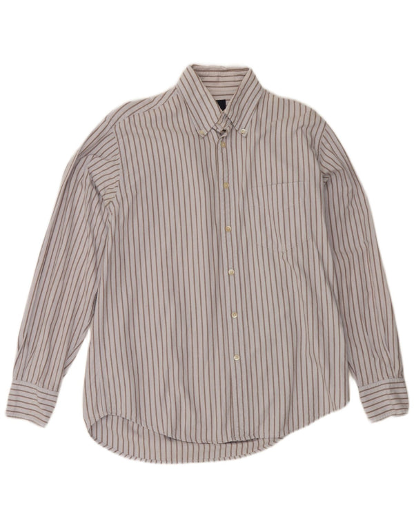 Camisa masculina Boggi de algodão listrado azul médio