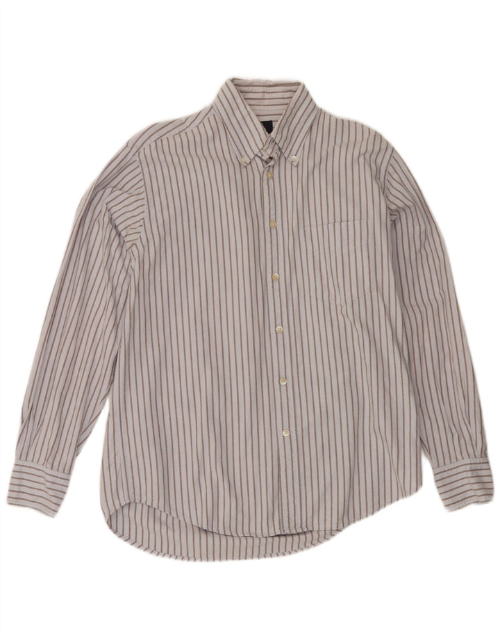 Camisa masculina Boggi de algodão listrado azul médio