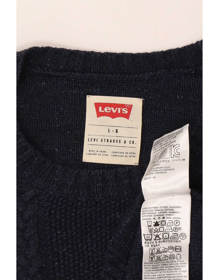Suéter masculino Levi's com gola redonda, grande algodão azul marinho