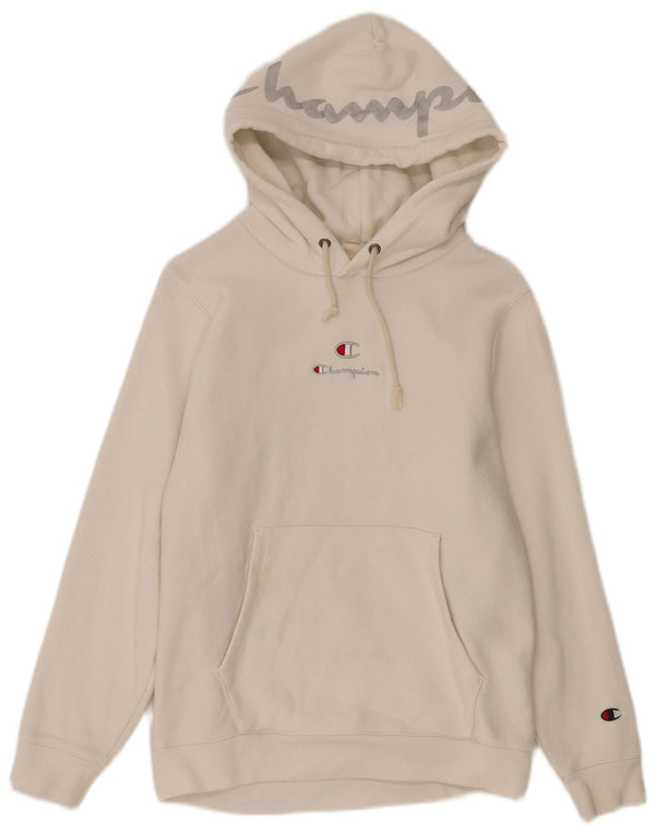 Jumper feminino com capuz gráfico de ajuste solto Champion UK 4 XS algodão branco