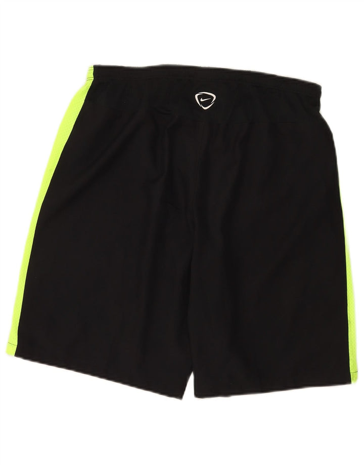 Shorts esportivos masculinos Nike Dri Fit médio preto colorblock poliéster