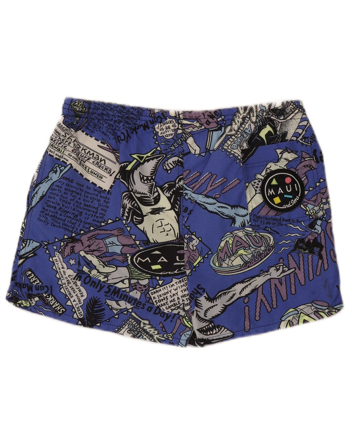 Maui and Sons Shorts de natação masculino gráfico médio azul nylon