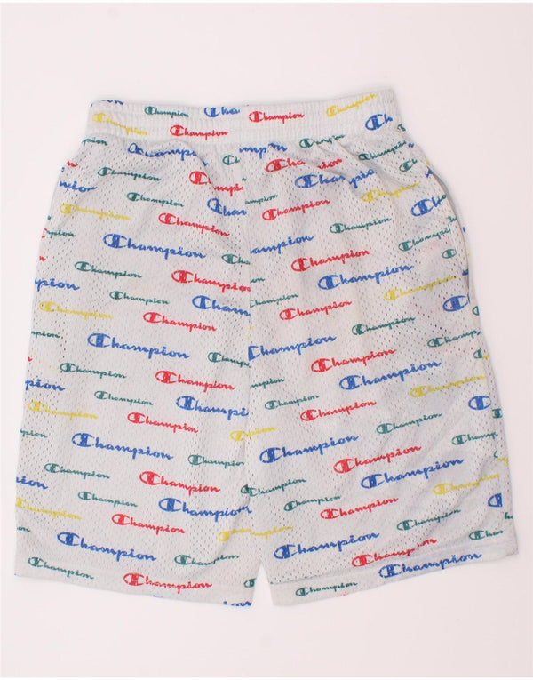 Shorts esportivos gráficos Champion Boys 11-12 anos grande poliéster branco