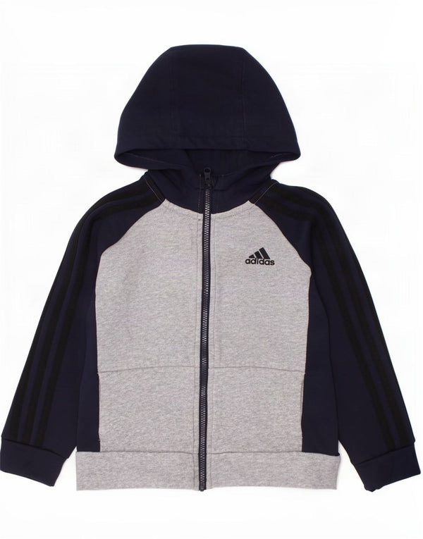 Suéter Adidas Menino com Capuz Zip 5-6 Anos Cinza Colorblock Algodão
