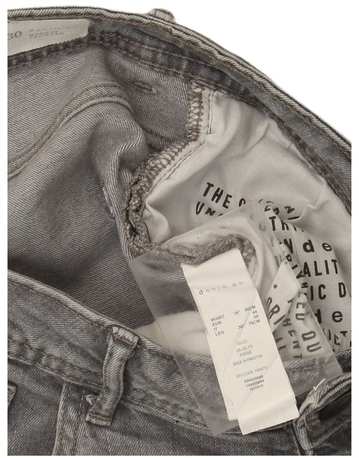 Denim & Co Mens Jeans Slim W34 L30 Algodão Cinza