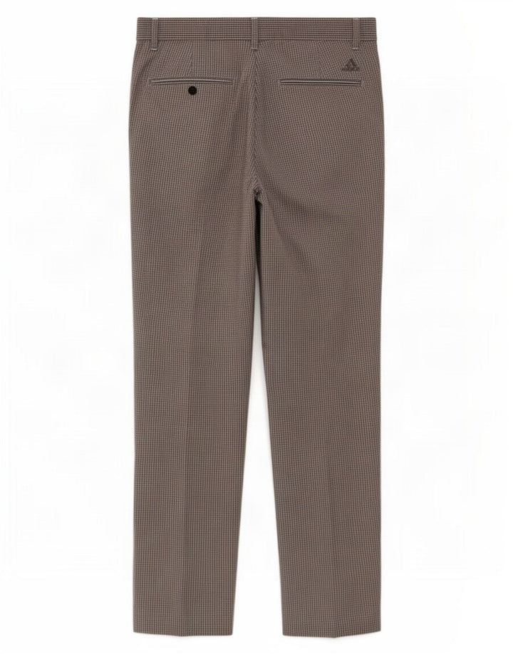 Adidas Mens Straight Chino Calças W32 L30 Cinza Gingham Poliéster
