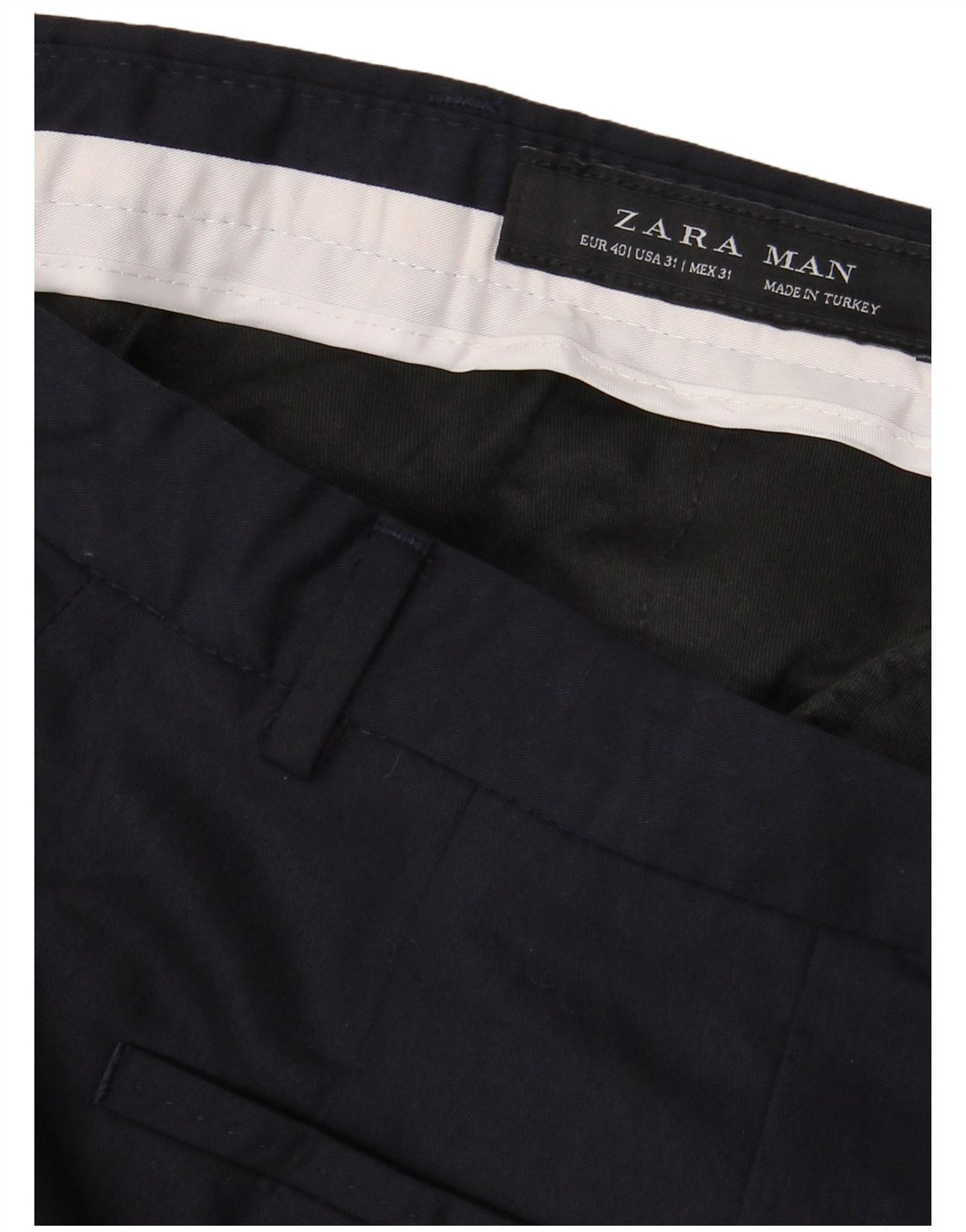 Zara Mens Slim Suit Calças EU 40 Médio W31 L36 Azul Marinho