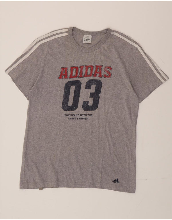 Adidas Mens Graphic T-Shirt Top UK 42/44 Grande Cinza Algodão