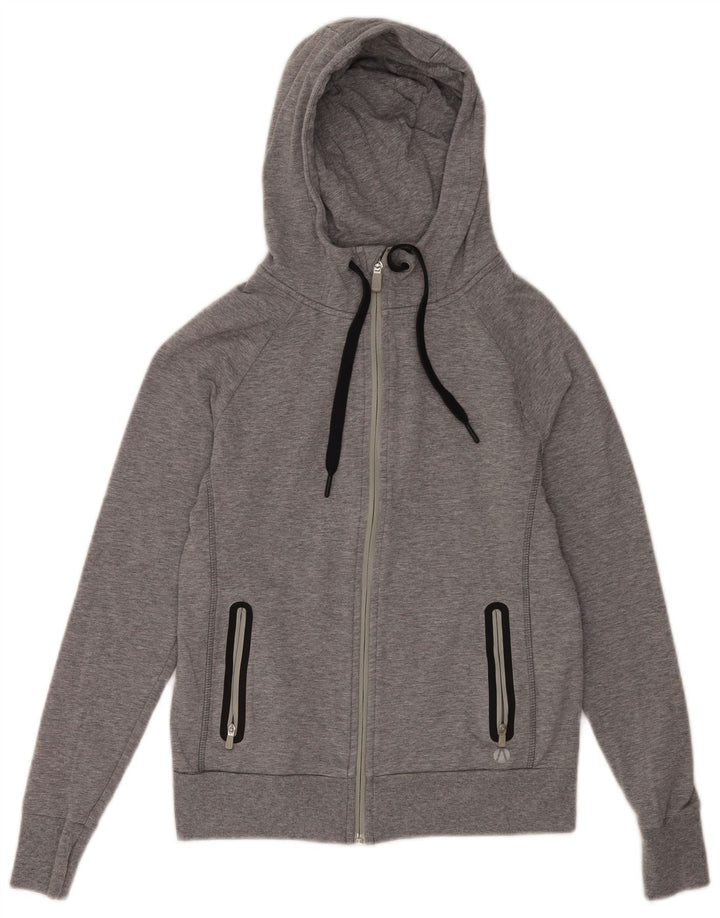 Suéter feminino Marks & Spencer com capuz e zíper Reino Unido 8 pequeno cinza manchado