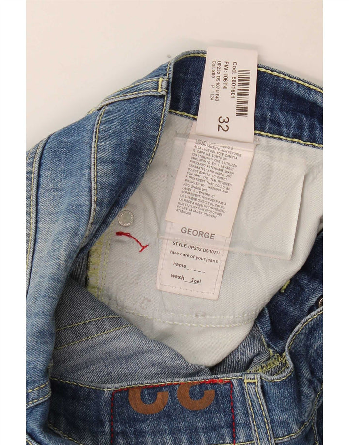 Dondup Jeans feminino slim desgastado W32 L32 algodão azul