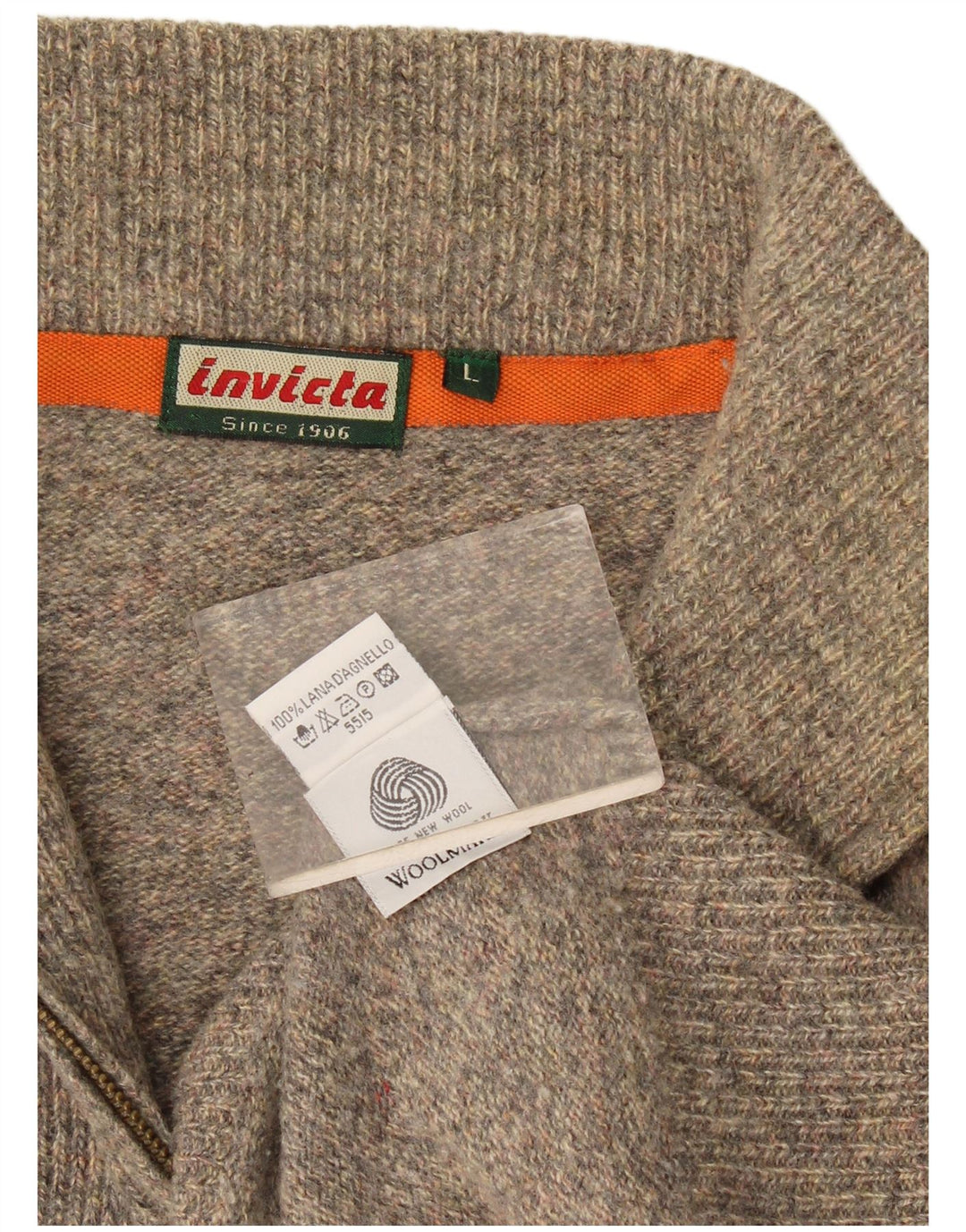 Suéter masculino Invicta com zíper e gola grande de lã manchada cinza