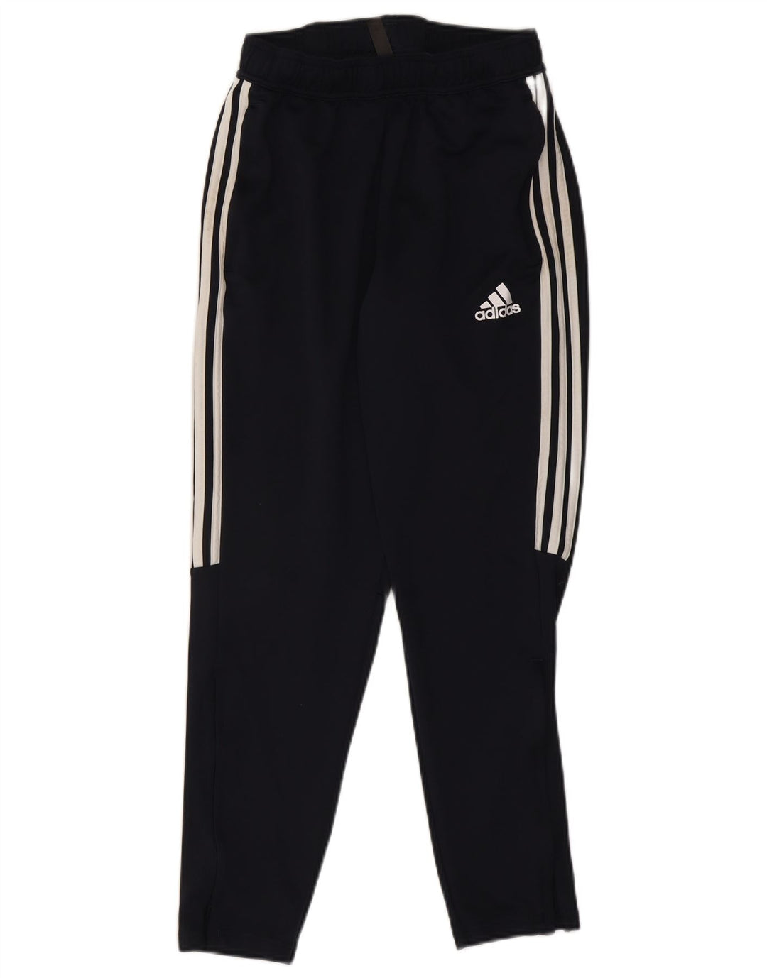Calça de treino masculina Adidas média azul marinho listrada de poliéster