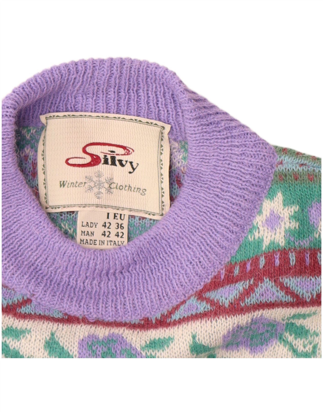 Suéter feminino SILVY com gola redonda IT 42 Roxo Médio Fair Isle