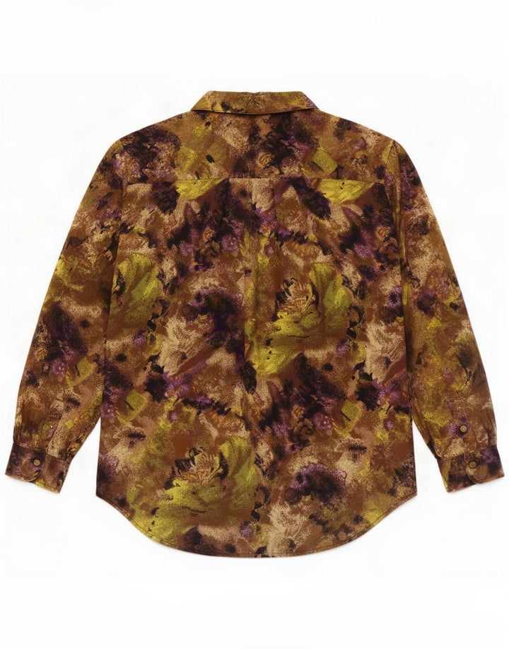 Camisa vintage feminina com padrão abstrato UK 20 2XL multicolorida