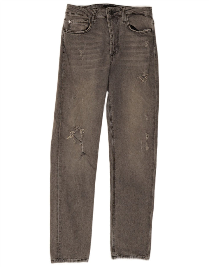 Guess Calça jeans feminina reta desgastada W27 L28 cinza poliéster