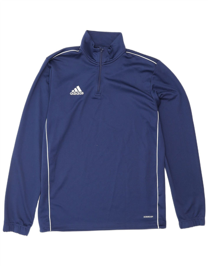 ADIDAS Mens Aeroready Zip Neck Pullover Treino Top Médio Azul Marinho