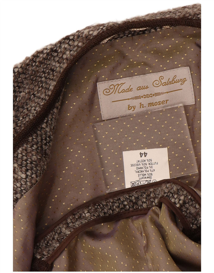 H.MOSER Colete feminino aberto IT 44 marrom médio floral poliacrílico