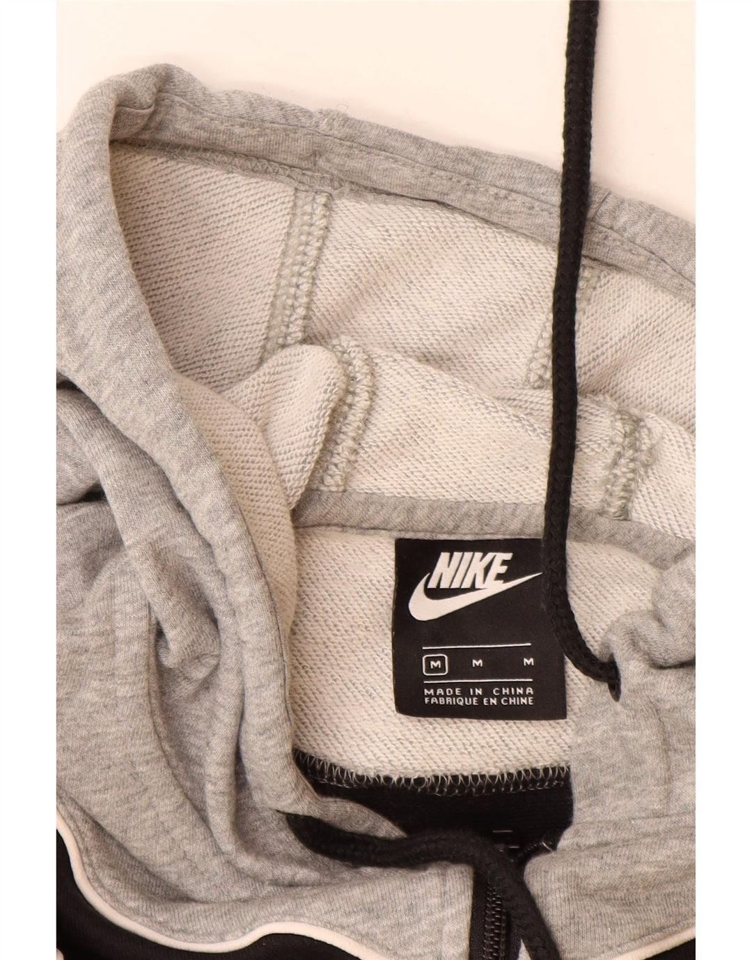 NIKE Womens Crop Hoodie Jumper UK 14 Médio Cinza Colourblock Algodão