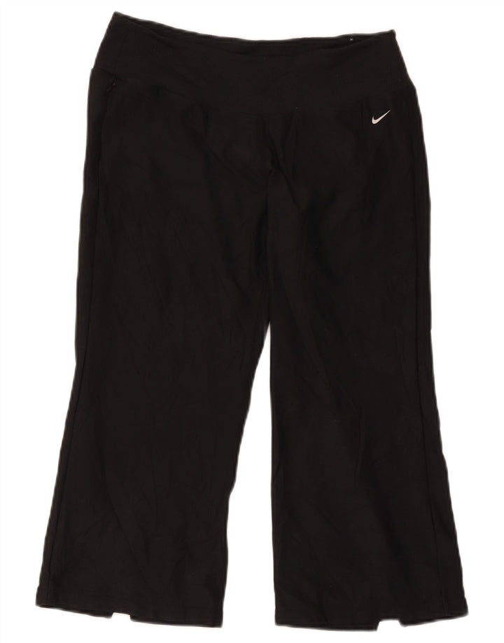 Calça de treino Nike feminina Capri EUA 8/10 poliéster preto médio