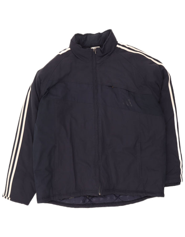 Jaqueta acolchoada masculina Adidas UK 42 XL azul marinho poliéster
