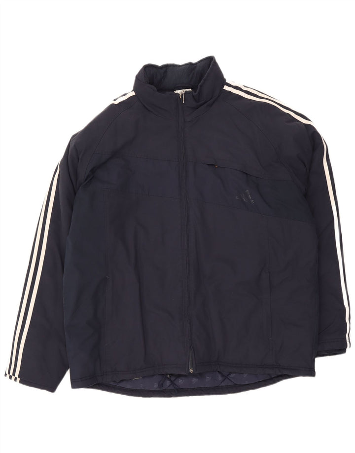 Jaqueta acolchoada masculina Adidas UK 42 XL azul marinho poliéster