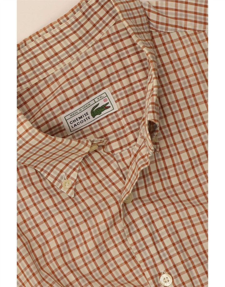 Lacoste camisa masculina de manga curta 2XL xadrez marrom