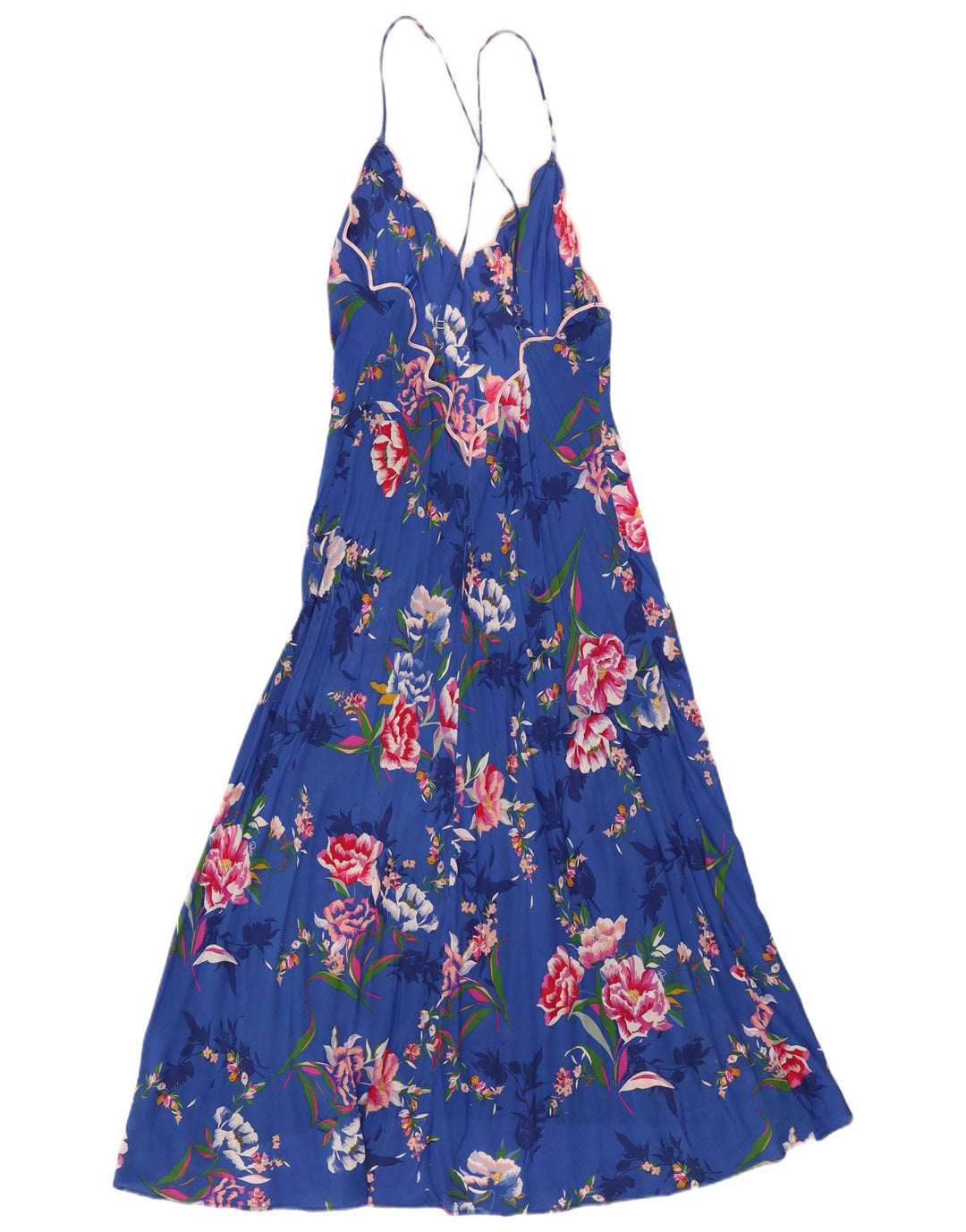 Vestido de verão feminino Marks & Spencer Autograph UK 12 médio azul floral