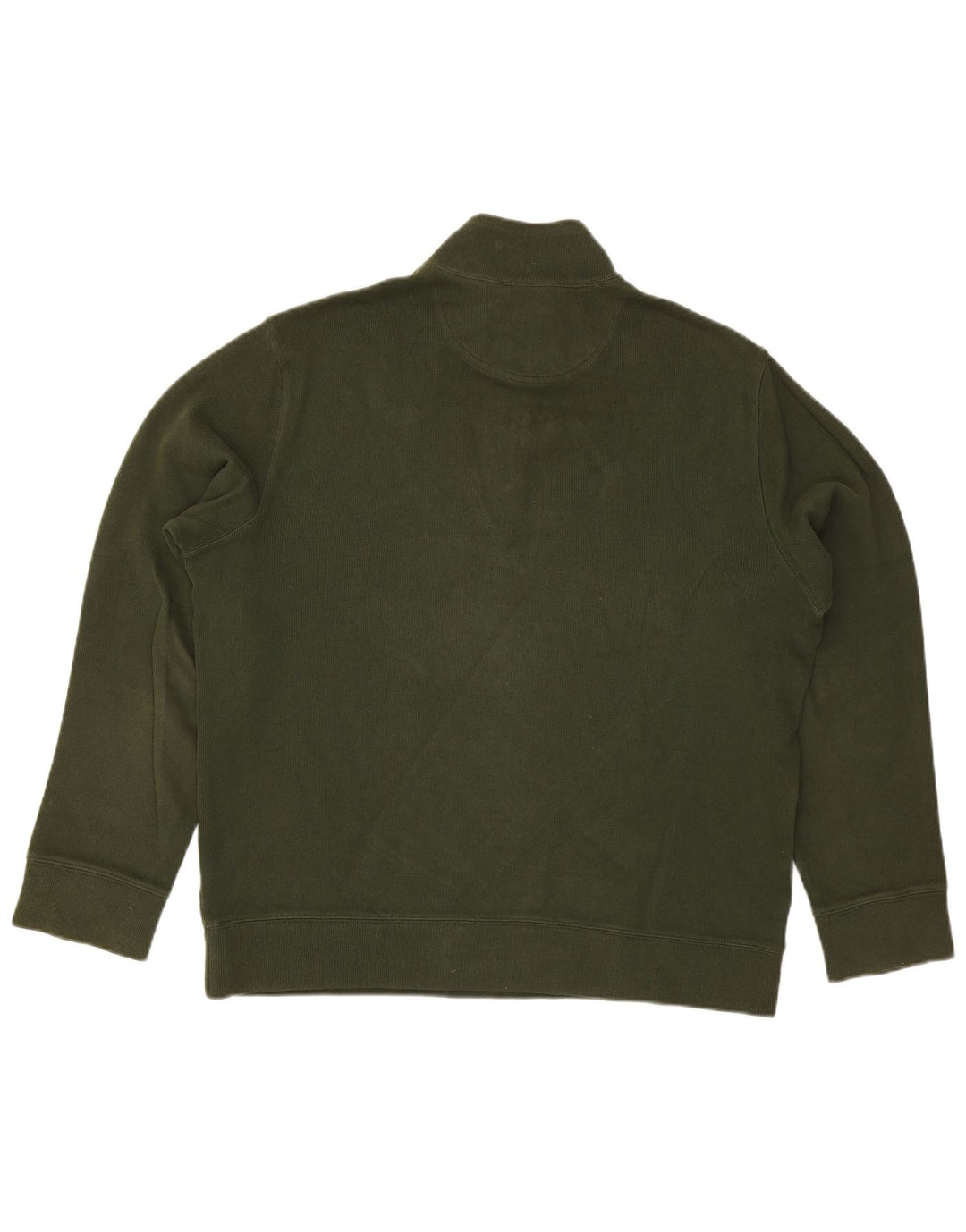 Suéter masculino Lands End com zíper e gola em algodão verde grande