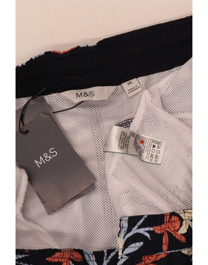 Shorts de natação masculino Marks & Spencer 2XL poliéster floral preto