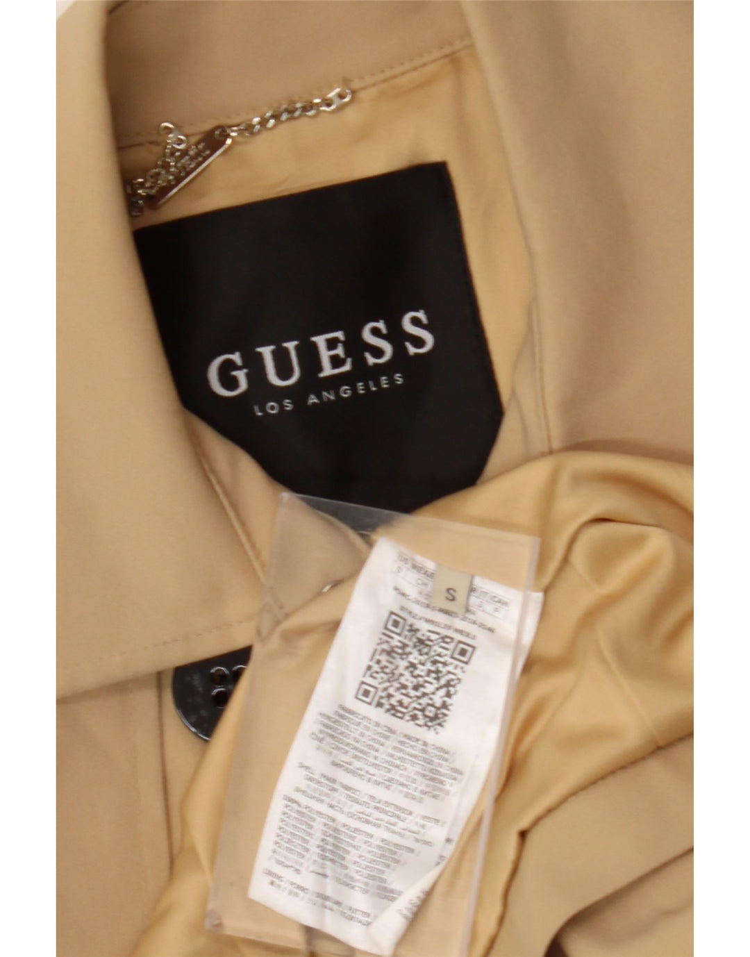 Trench Coat feminino GUESS UK 10 pequeno poliéster bege