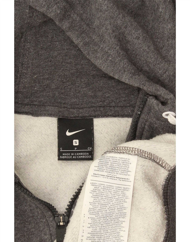 Suéter Nike masculino com capuz e zíper pequeno algodão cinza
