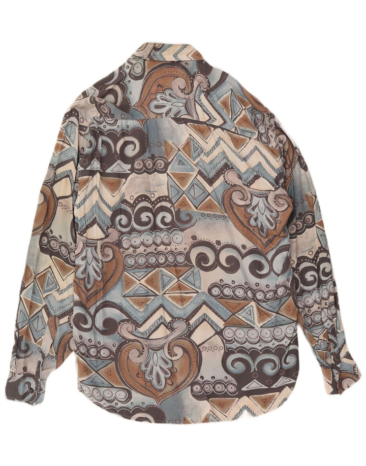 Camisa Masculina Vintage Média Multicolorida Geométrica