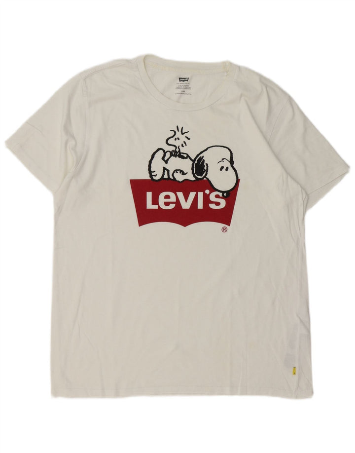 Camiseta masculina Levi's Peanuts Graphic top grande de algodão branco