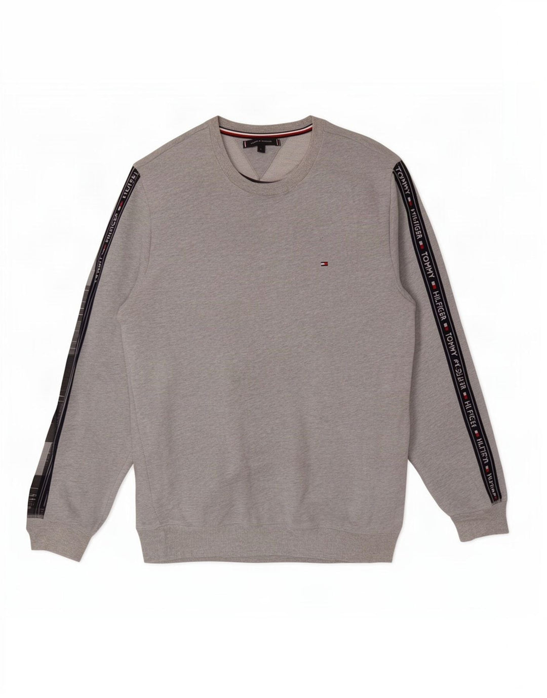 Tommy Hilfiger moletom gráfico masculino jumper grande cinza colorblock algodão