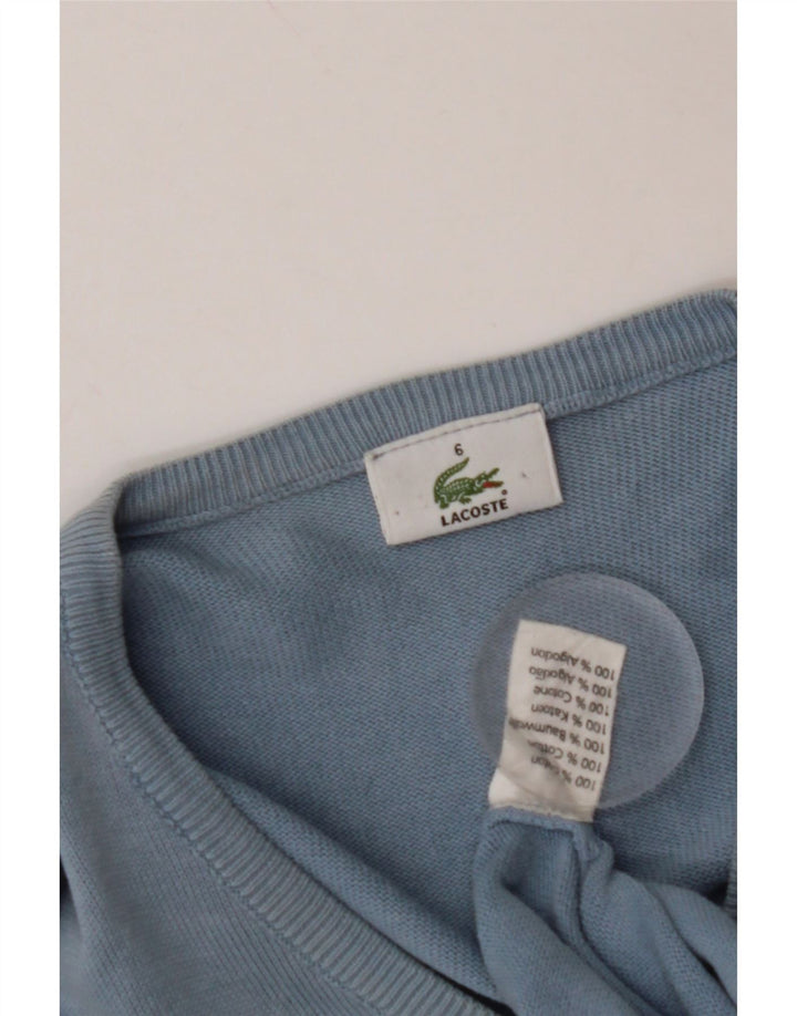 Suéter masculino LACOSTE com decote em V tamanho 6 XL algodão azul