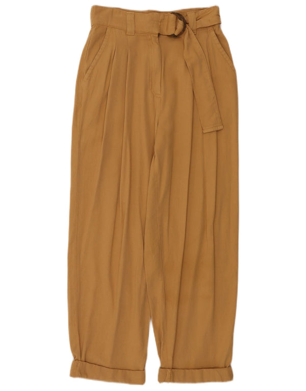 Calça feminina Topshop cintura alta cortada Reino Unido 8 pequena W26 L25 bege