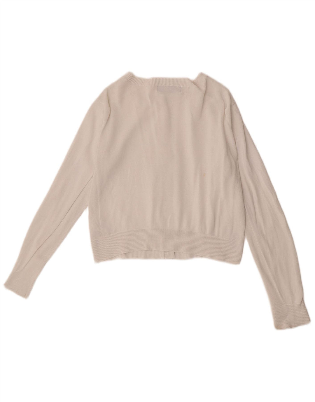 Suéter cardigã feminino Marks & Spencer UK 10 pequeno algodão branco