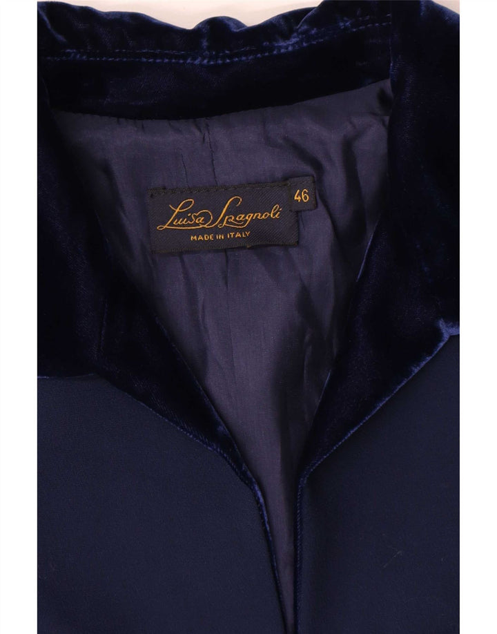 Luisa Spagnoli jaqueta blazer feminina de 3 botões IT 46 grande lã azul marinho