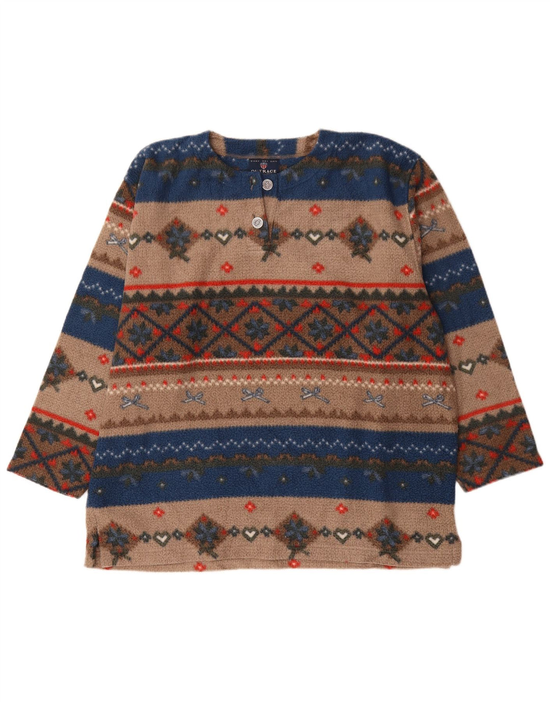Jumper de lã masculino vintage grande poliéster Fair Isle multicolorido