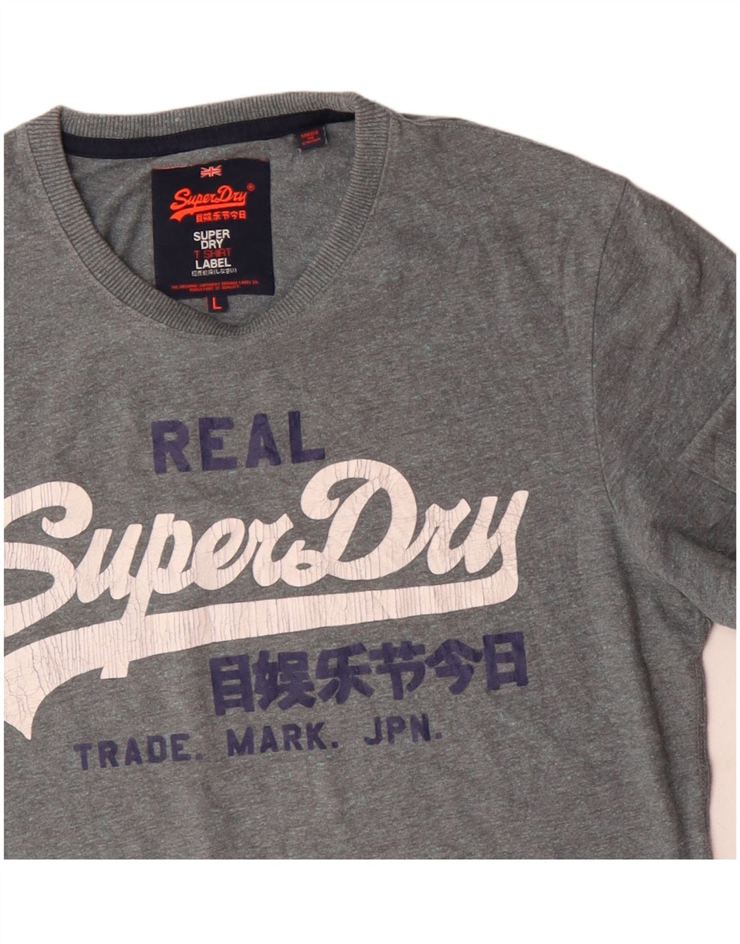 Camiseta gráfica masculina Superdry Top grande algodão cinza