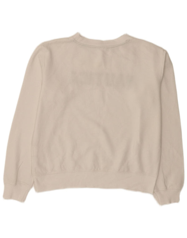 Nautica moletom feminino grande com estampa gráfica UK 10 pequeno algodão branco