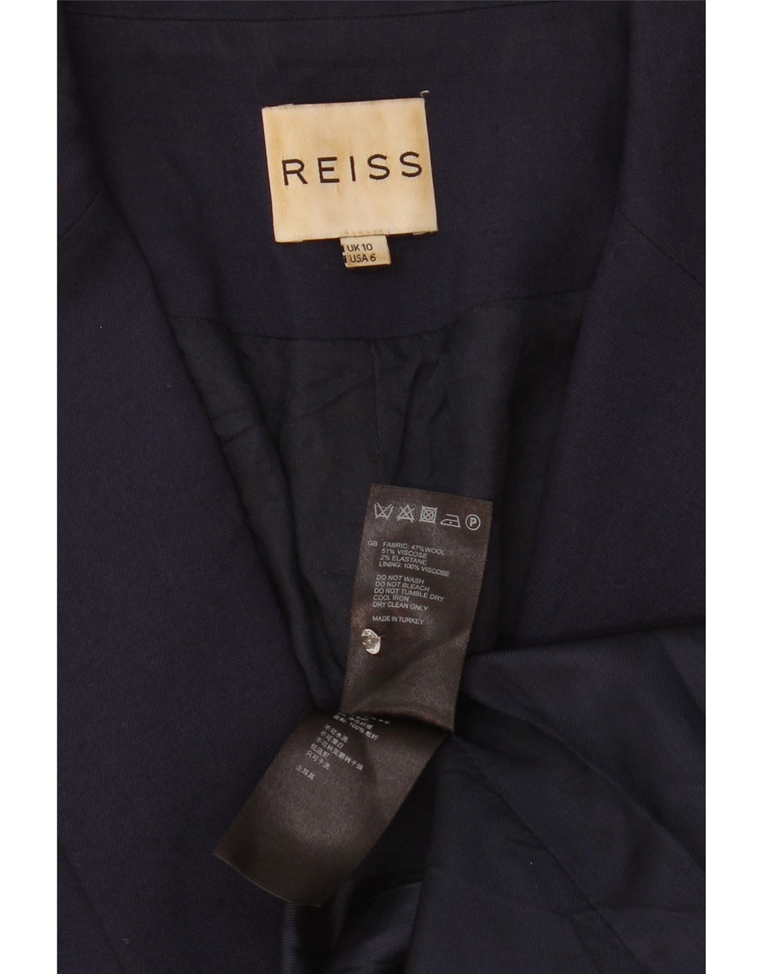 Jaqueta Blazer Feminina Reiss com 1 Botão Reino Unido 10 Pequena Viscose Azul Marinho