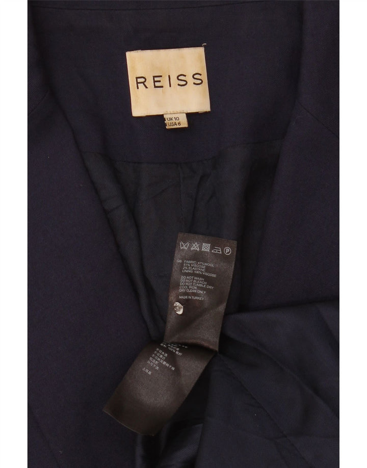 Jaqueta Blazer Feminina Reiss com 1 Botão Reino Unido 10 Pequena Viscose Azul Marinho