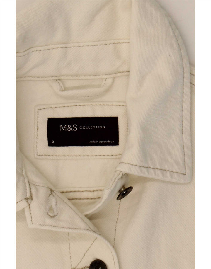 Jaqueta jeans feminina Marks & Spencer Reino Unido 8 algodão branco pequeno