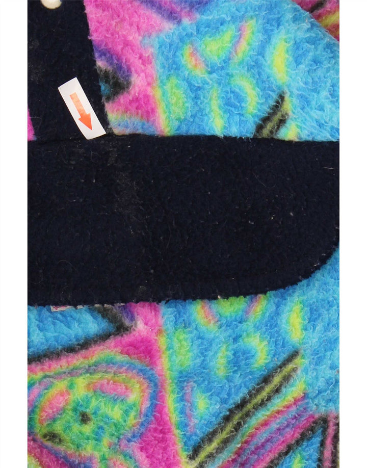 Vintage masculino Anorak Fleece Jumper grande poliamida geométrica multicolorida