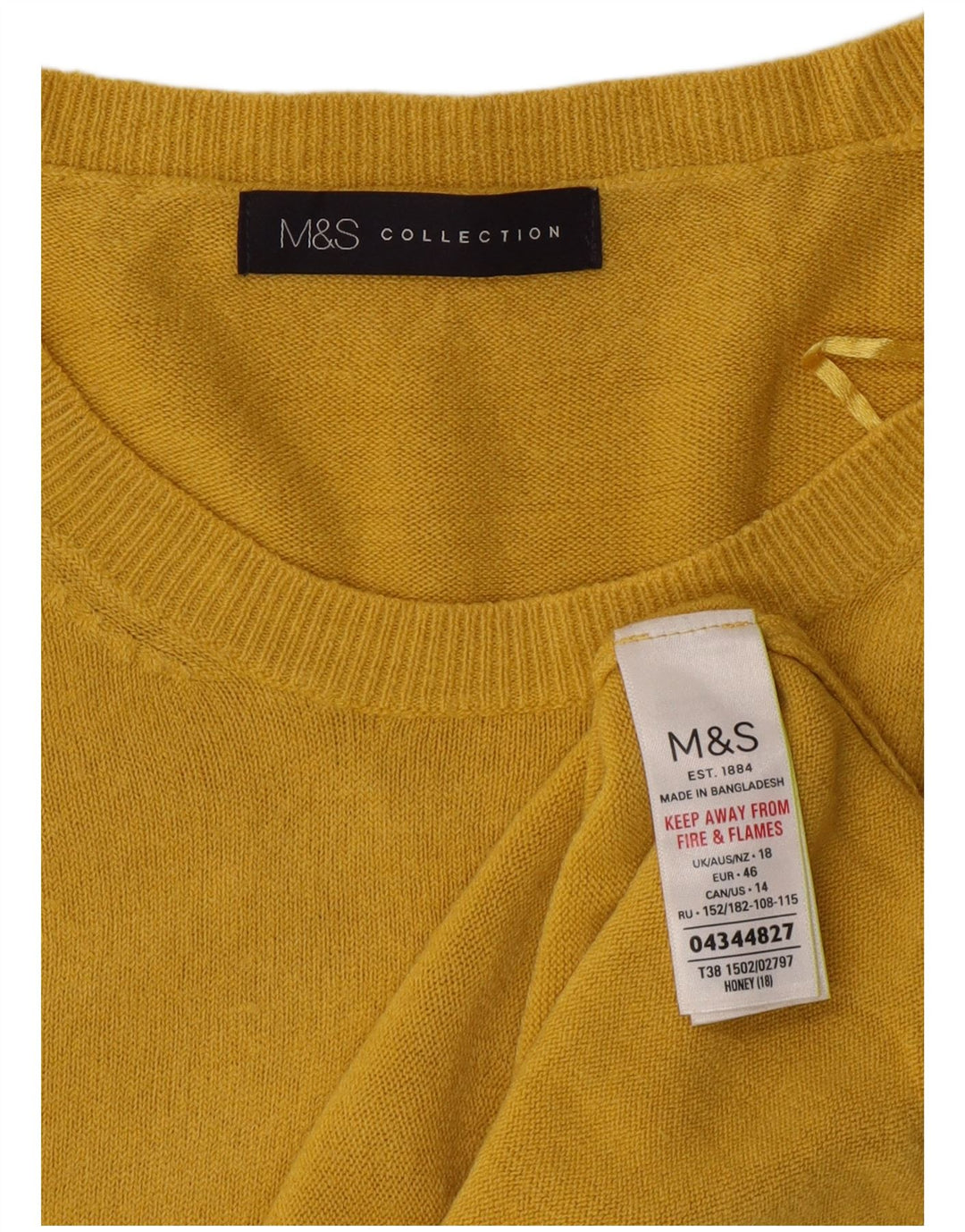 Suéter feminino MARKS & SPENCER com gola redonda UK 18 XL amarelo acrílico