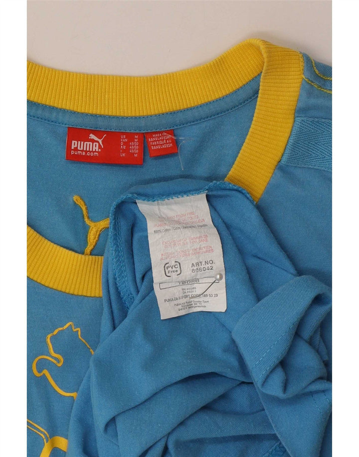Puma masculino gráfico colete top médio azul colorblock algodão