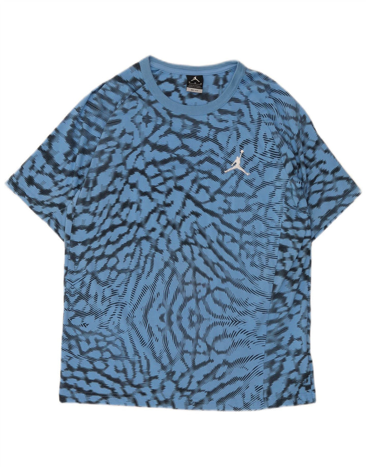 Camiseta masculina Jordan Dri Fit com estampa abstrata de algodão azul médio
