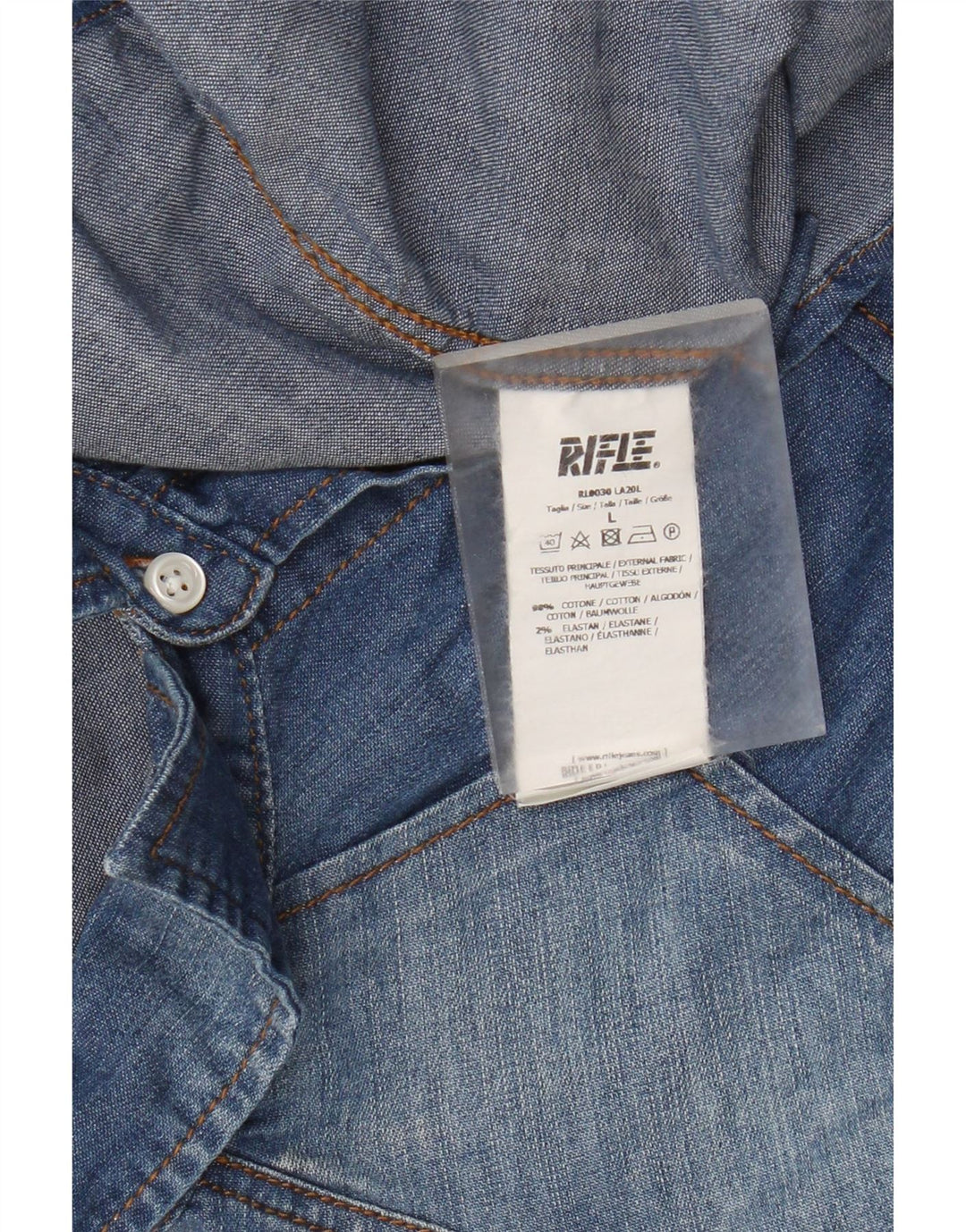 Camisa jeans masculina Rifle grande algodão azul